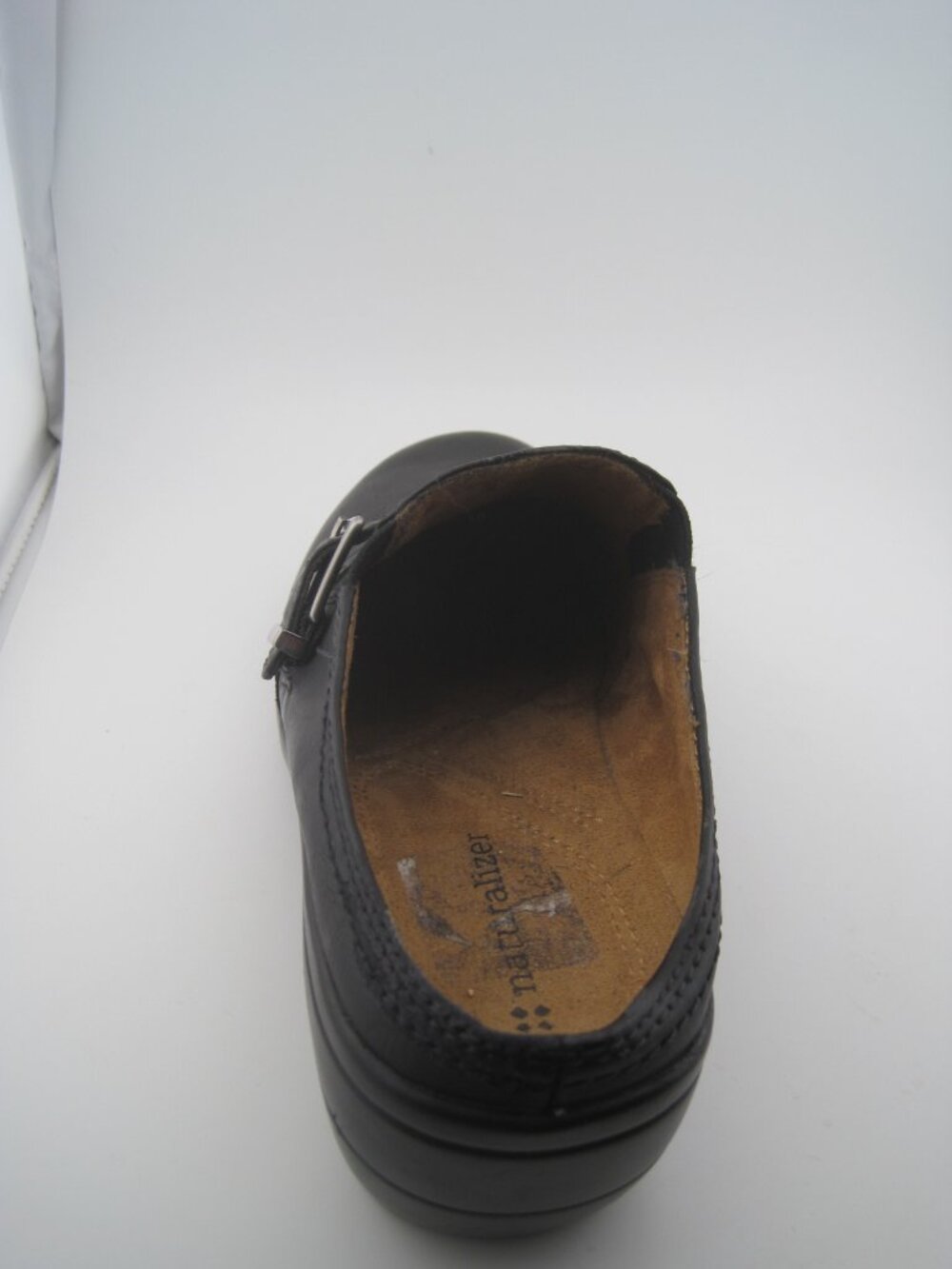 Naturalizer Women's Size 7 Black Leather Slip On Adjustable Strap Linton Clogs - Picture 5 of 10